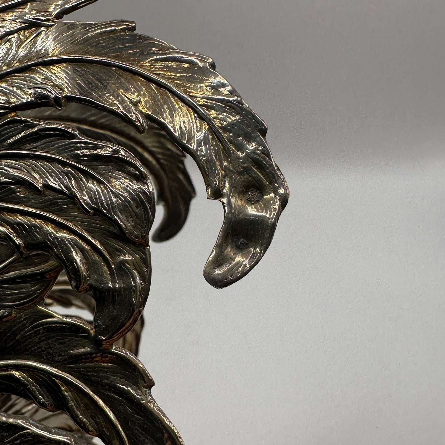 Vintage Silberfigur Set von 2 Hahn und Henne, fein graviert, massiv, dekorativ, Sammlerobjekt