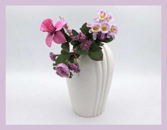 Vintage Keramik Vase Art Deco Neo Revival Muschel Weiß Blumenvase 80s 80er 1980 Miami - 2nd home