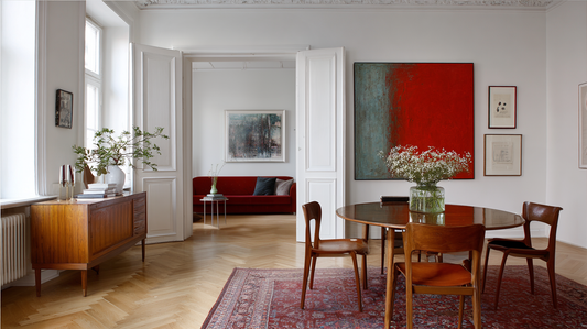 Altbauwohnung mit Kunstwerk an der Wand