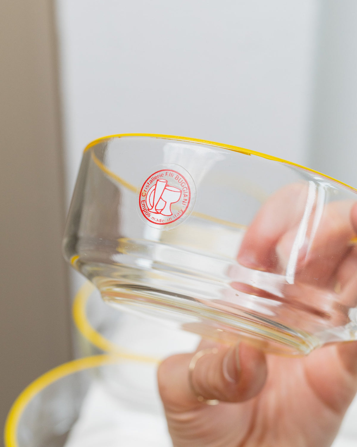 Bol vintage en verre Empoli de Fratelli Buggiani jaune lot de 9