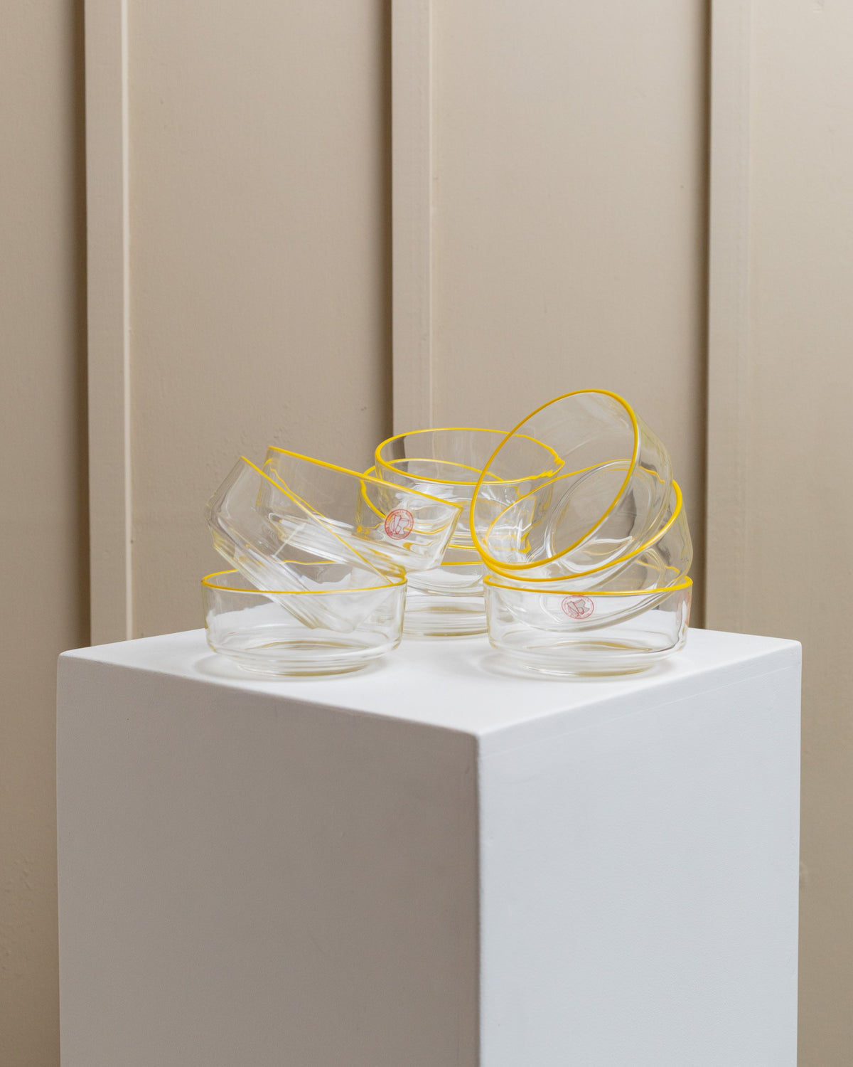 Bol vintage en verre Empoli de Fratelli Buggiani jaune lot de 9