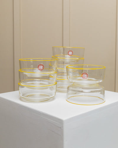 Bol vintage en verre Empoli de Fratelli Buggiani jaune lot de 9
