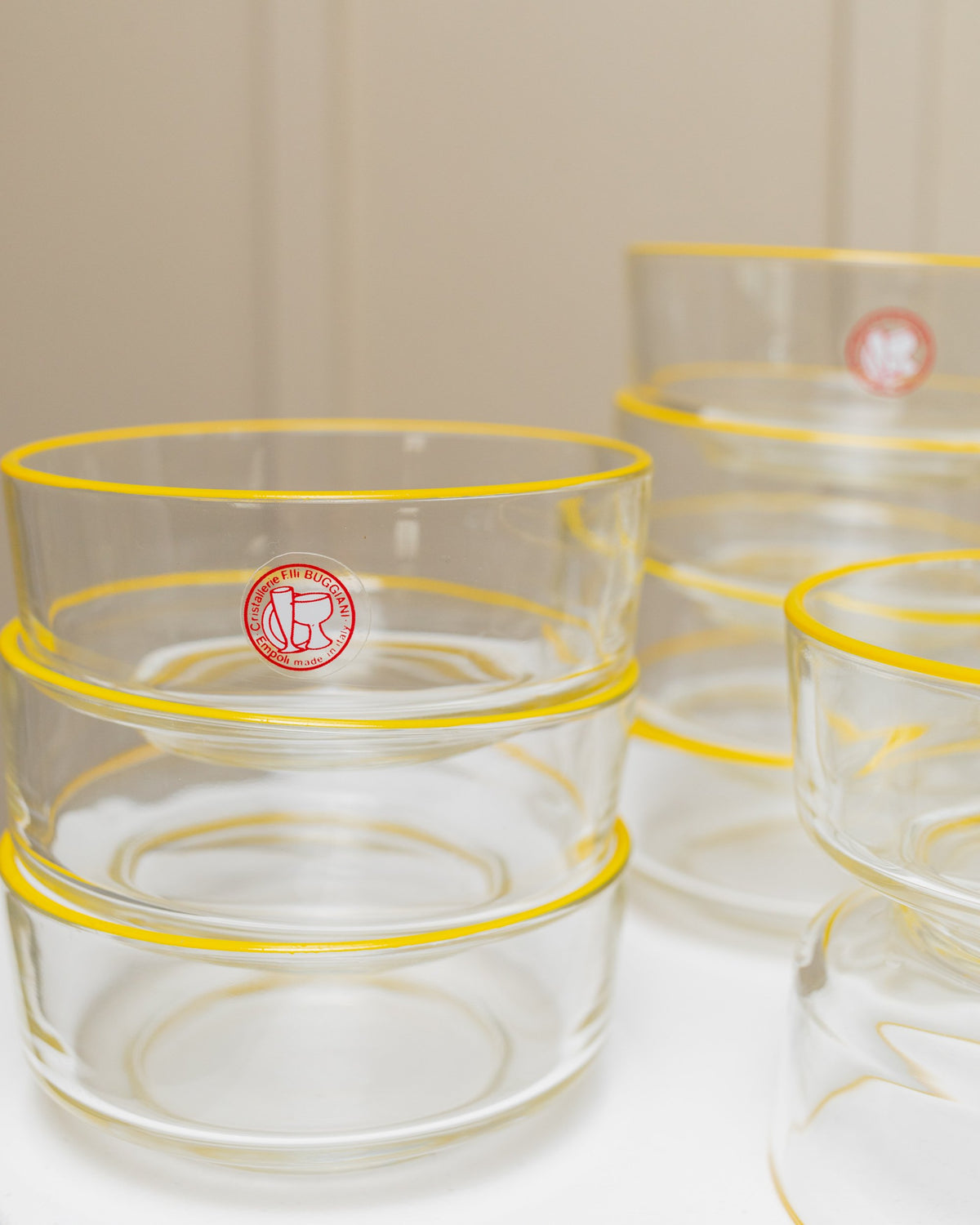 Bol vintage en verre Empoli de Fratelli Buggiani jaune lot de 9