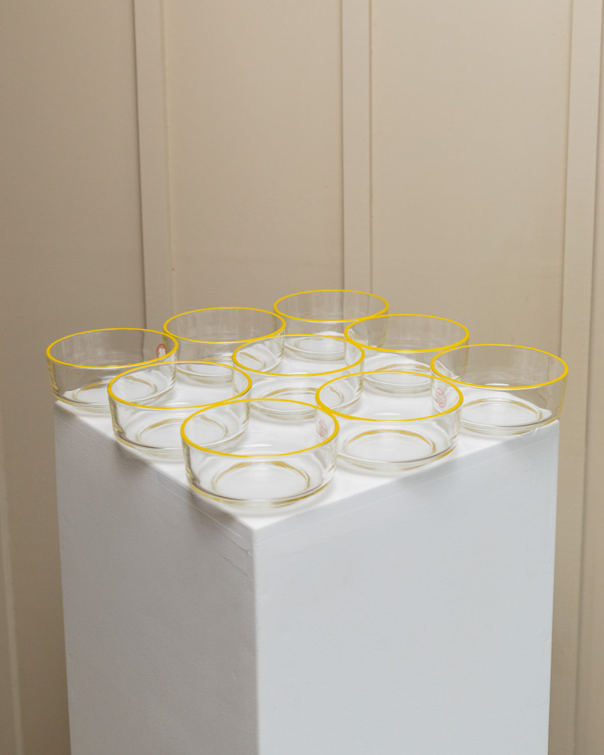 Bol vintage en verre Empoli de Fratelli Buggiani jaune lot de 9