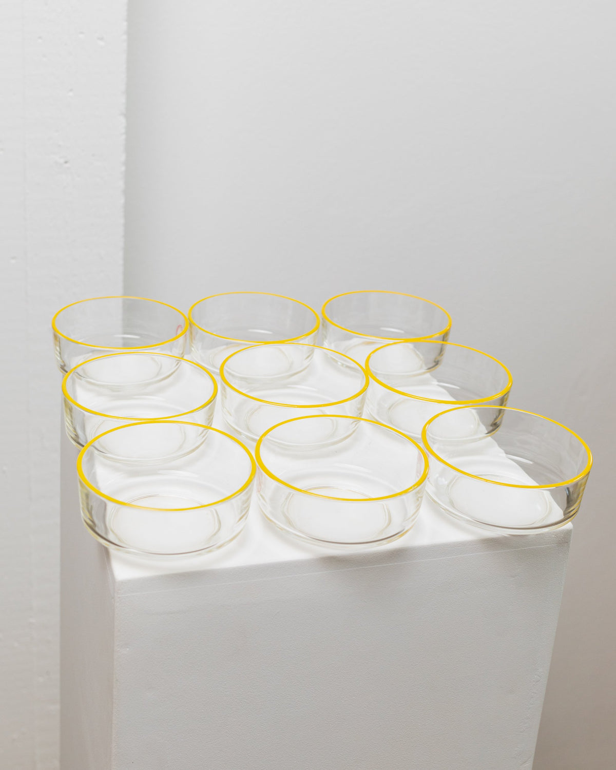 Bol vintage en verre Empoli de Fratelli Buggiani jaune lot de 9