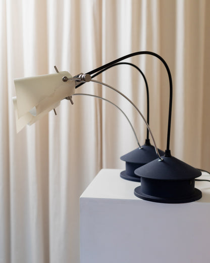 Vintage table lamp origami look blue metal adjustable 1 of 2