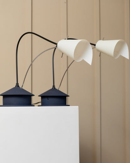 Vintage table lamp origami look blue metal adjustable 1 of 2