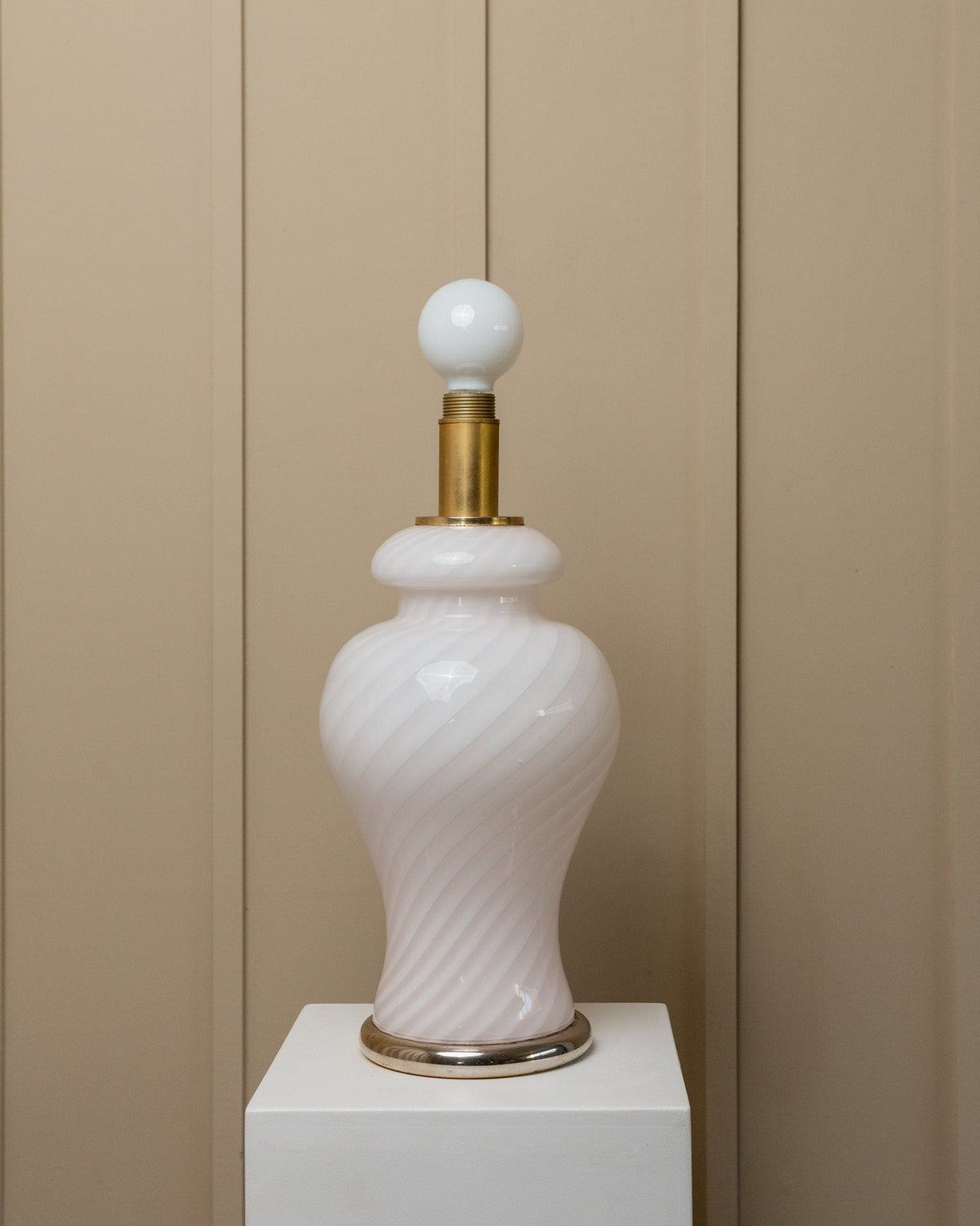 Vintage Tischlampe Murano Glas rosa von Murano 70er Jahre