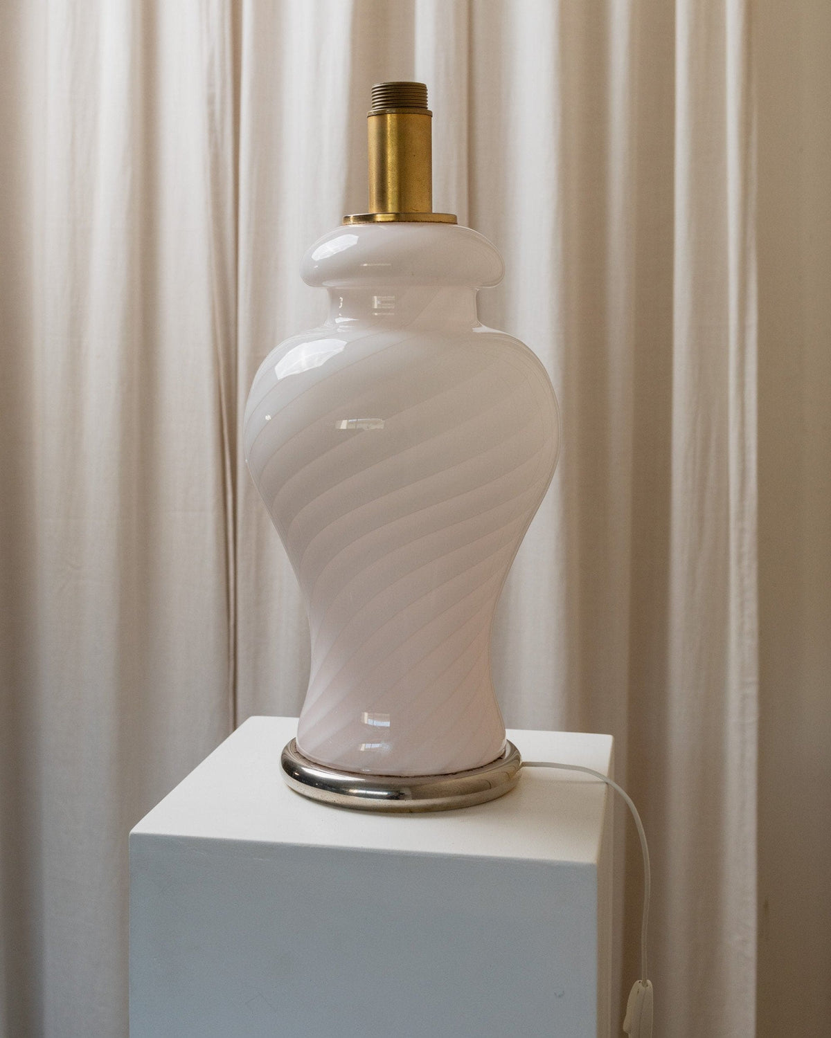 Vintage Tischlampe Murano Glas rosa von Murano 70er Jahre