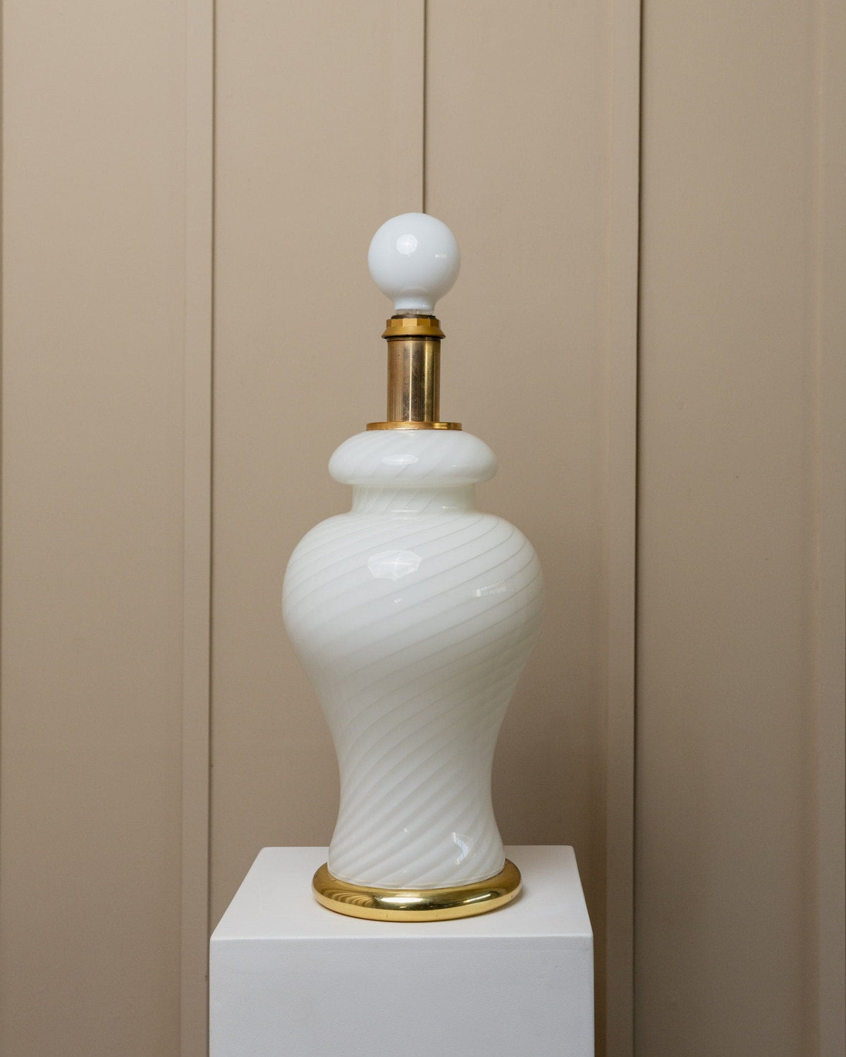 Vintage Tischlampe Murano Glas von Murano Weiß Mid-Century Design