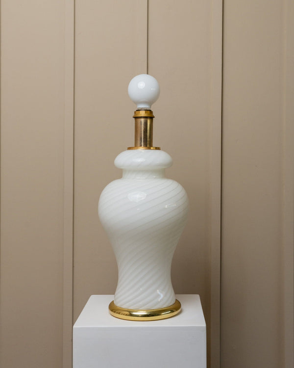 Vintage Tischlampe Murano Glas von Murano Weiß Mid-Century Design