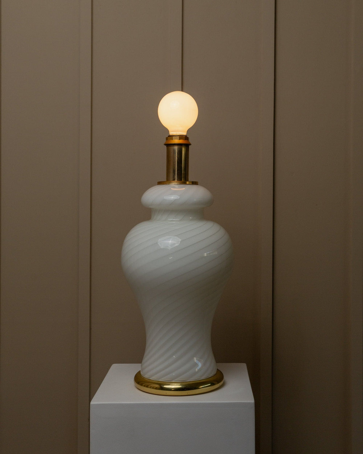 Vintage Tischlampe Murano Glas von Murano Weiß Mid-Century Design
