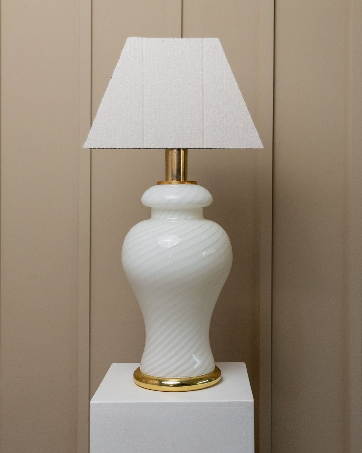 Vintage Tischlampe Murano Glas von Murano Weiß Mid-Century Design