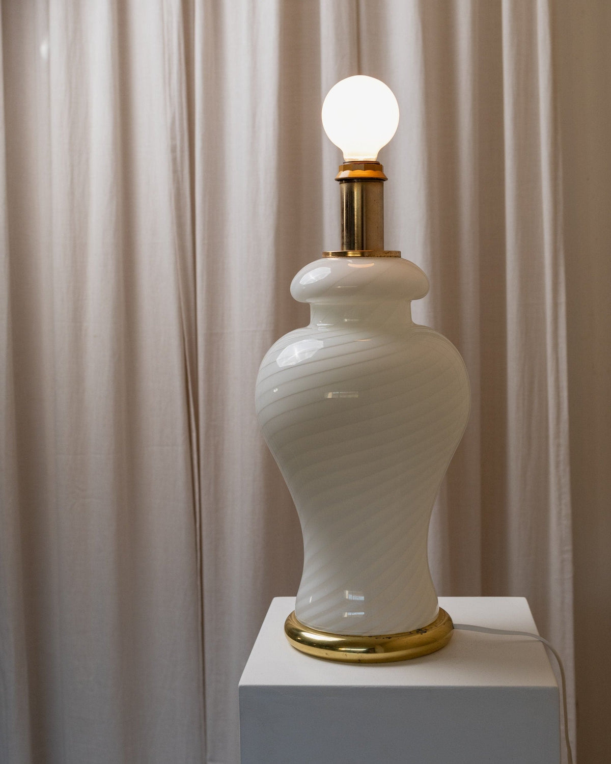 Vintage Tischlampe Murano Glas von Murano Weiß Mid-Century Design