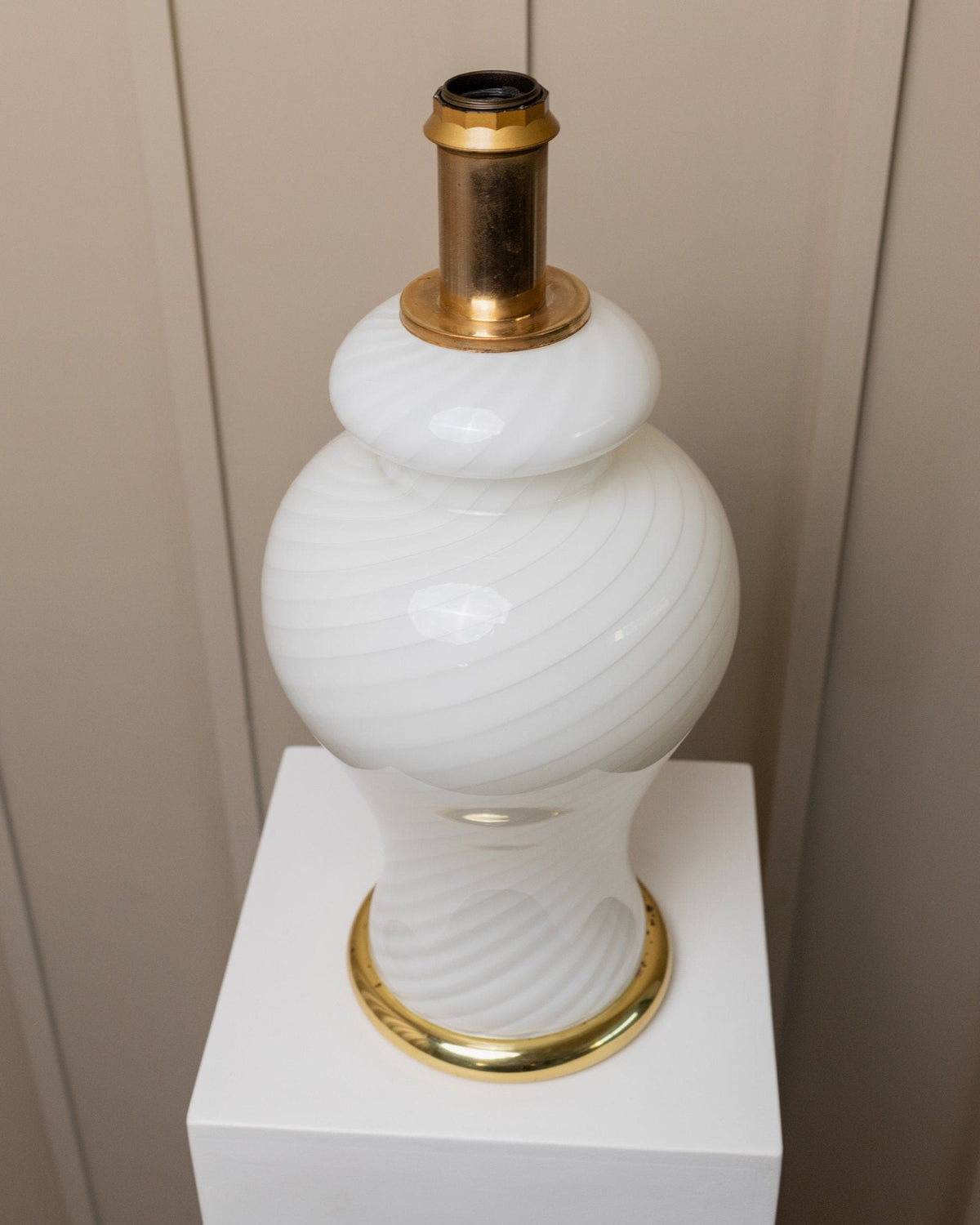 Vintage Tischlampe Murano Glas von Murano Weiß Mid-Century Design