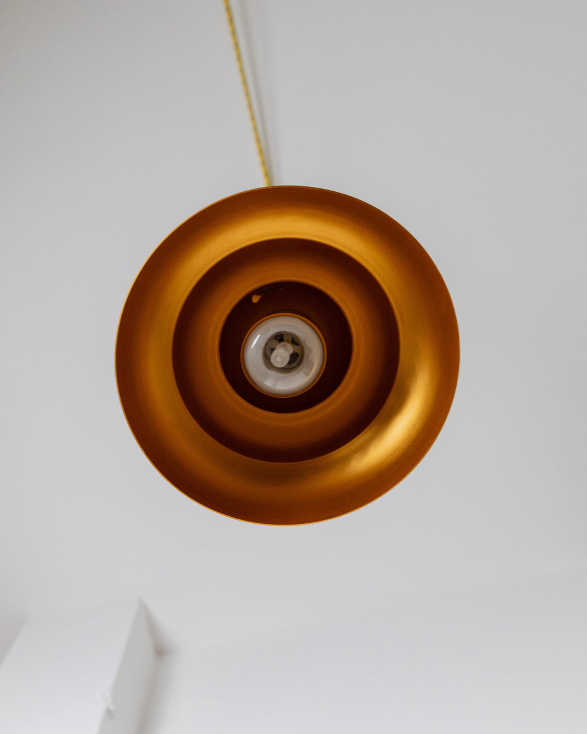 Vintage ceiling light by Metal Spot yellow gold striped cable Retro 80s
