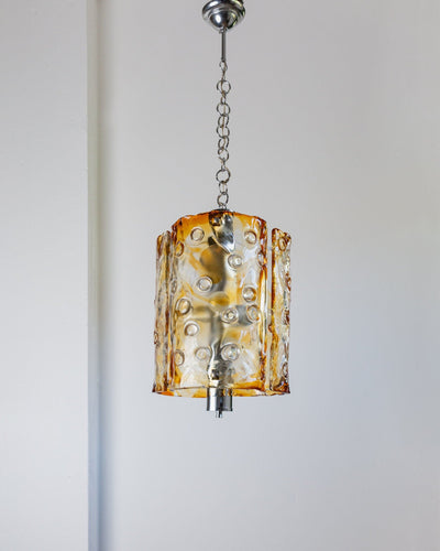Vintage ceiling light Murano glass by Toni Zuccheri and Mazzega orange chrome