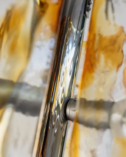 Vintage Deckenleuchte Murano Glas von Toni Zuccheri und Mazzega orange Chrom