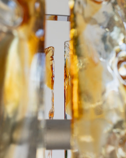 Vintage Deckenleuchte Murano Glas von Toni Zuccheri und Mazzega orange Chrom