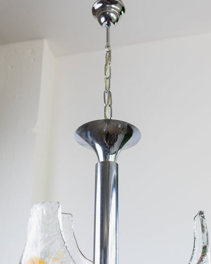 Lampe à suspension vintage en verre de Murano de Toni Zuccheri pour Mazzega transparente, ambre