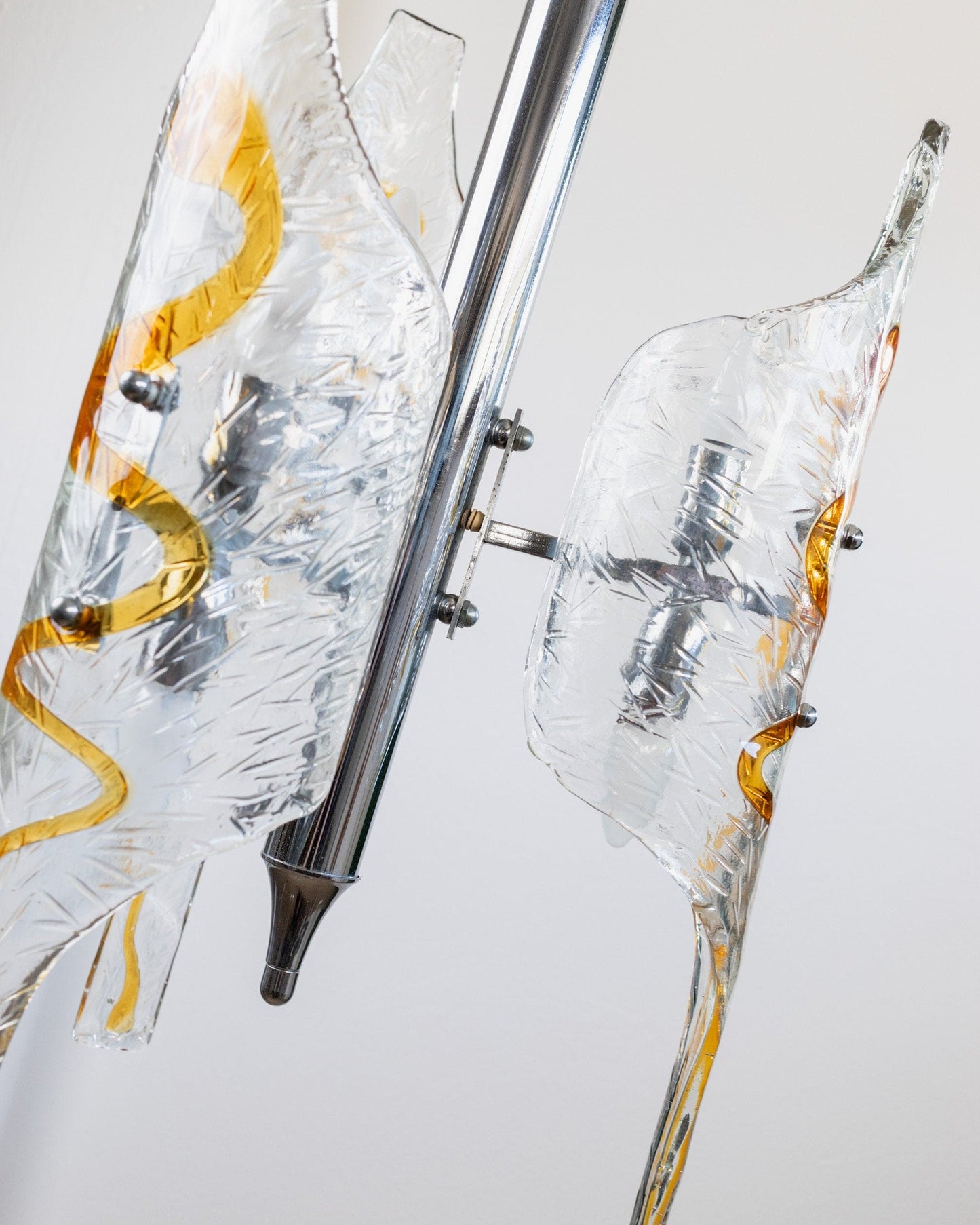 Lampe à suspension vintage en verre de Murano de Toni Zuccheri pour Mazzega transparente, ambre