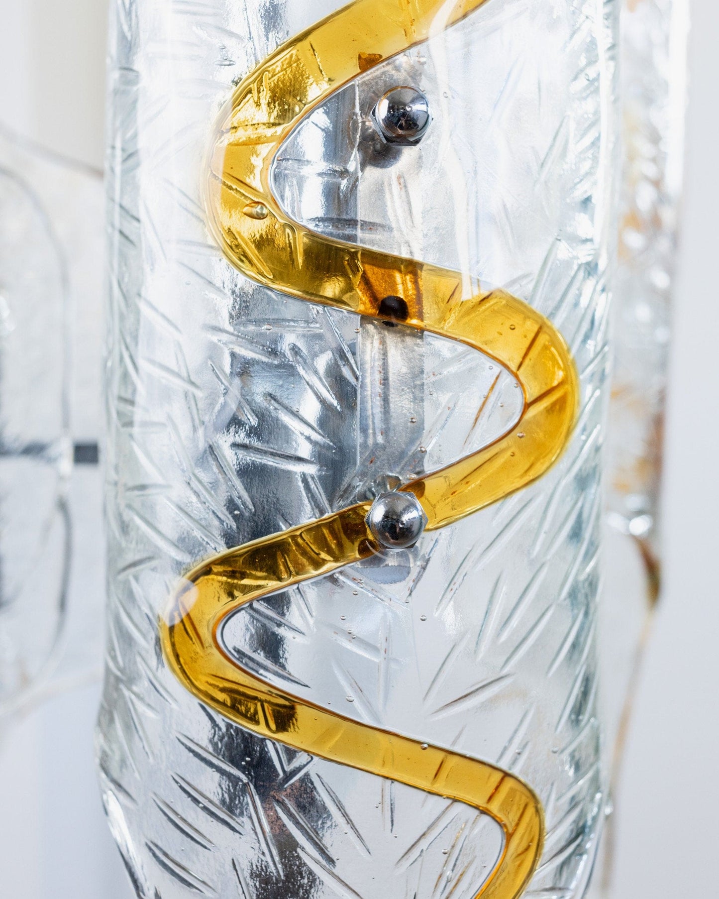 Lampe à suspension vintage en verre de Murano de Toni Zuccheri pour Mazzega transparente, ambre