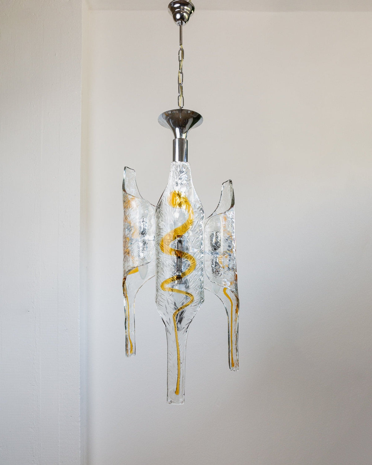 Vintage pendant lamp Murano glass by Toni Zuccheri for Mazzega clear, amber