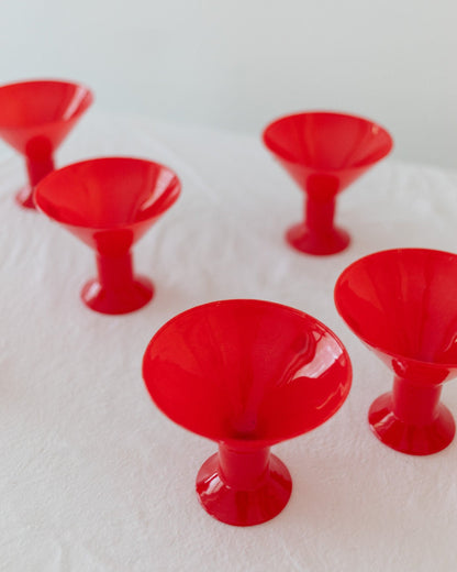 Vintage Drinking Glass Joy by Leonardo Red Memphis Style 1980s Set of 6