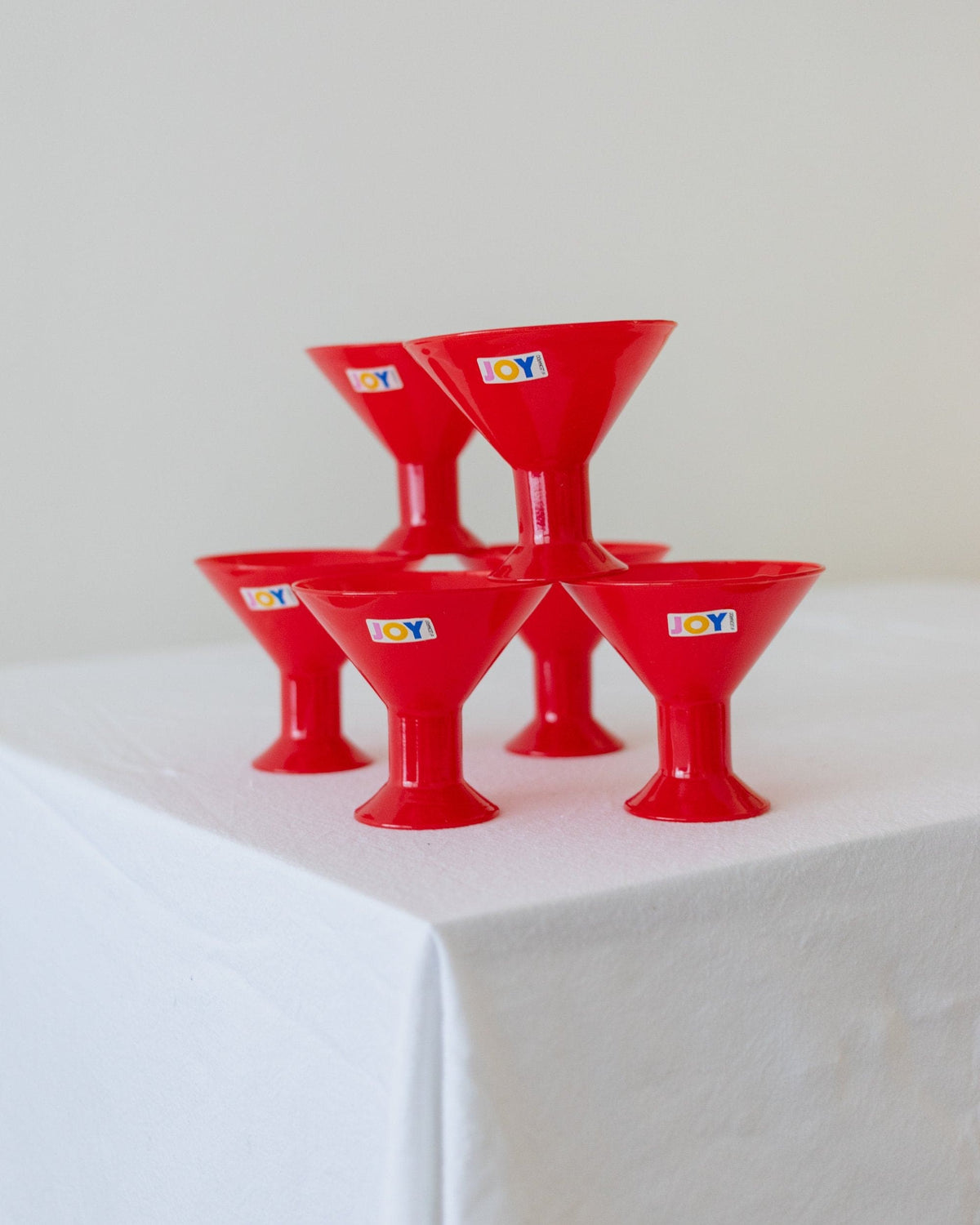 Vintage Trinkglas Joy von Leonardo Rot Memphis-Stil 1980er Set von 6