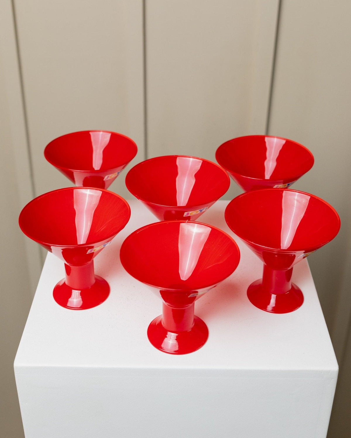 Vintage Trinkglas Joy von Leonardo Rot Memphis-Stil 1980er Set von 6