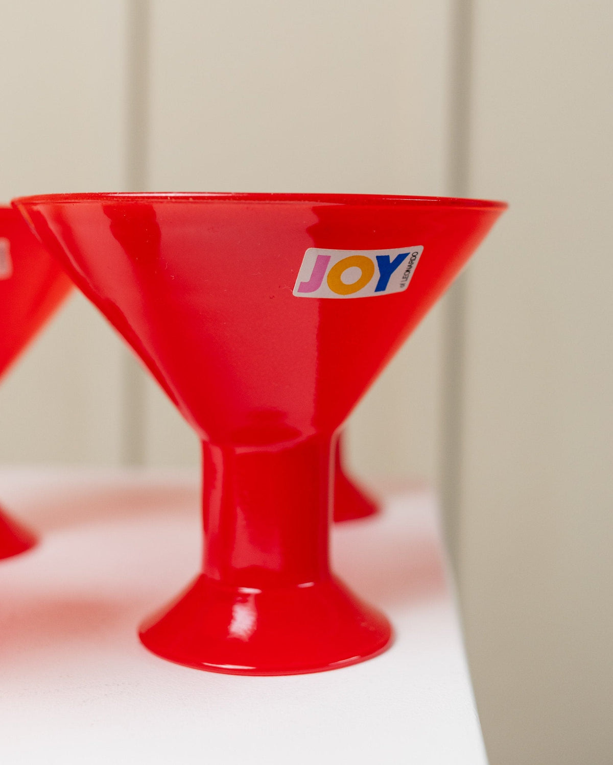 Vintage Trinkglas Joy von Leonardo Rot Memphis-Stil 1980er Set von 6