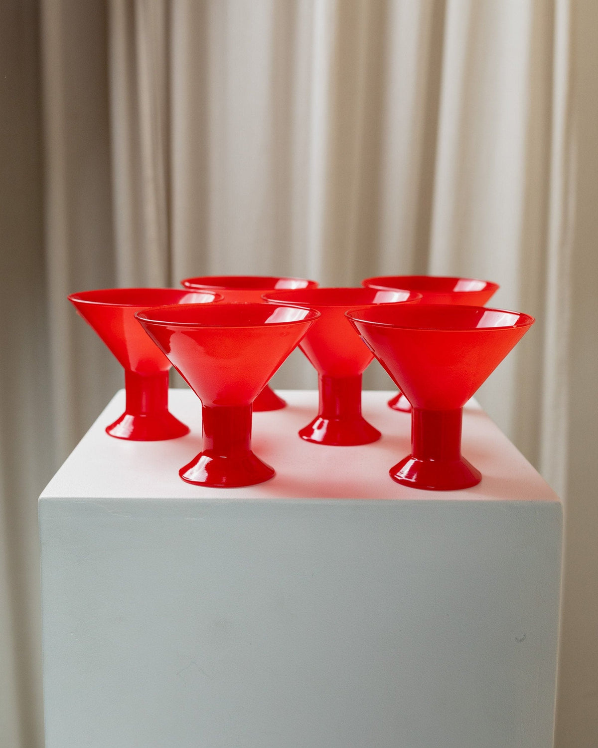 Vintage Trinkglas Joy von Leonardo Rot Memphis-Stil 1980er Set von 6