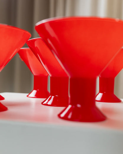 Vintage Drinking Glass Joy by Leonardo Red Memphis Style 1980s Set of 6