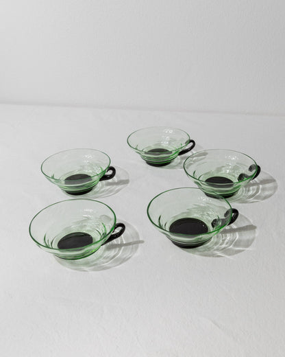 Vintage glass by Murano for Murano green, black uranium glass set of 2