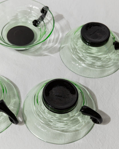 Vintage glass by Murano for Murano green, black uranium glass set of 2