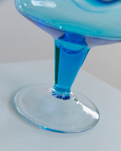 Vintage bowl Murano glass blue Italy 1980s Fenton dessert bowl with foot