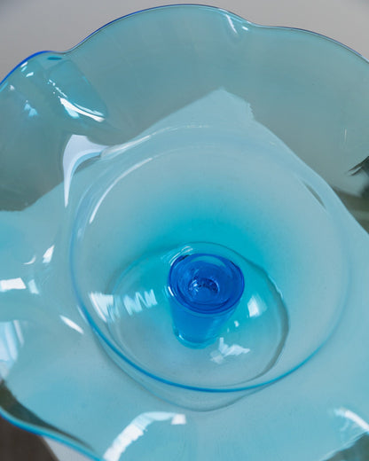 Vintage bowl Murano glass blue Italy 1980s Fenton dessert bowl with foot