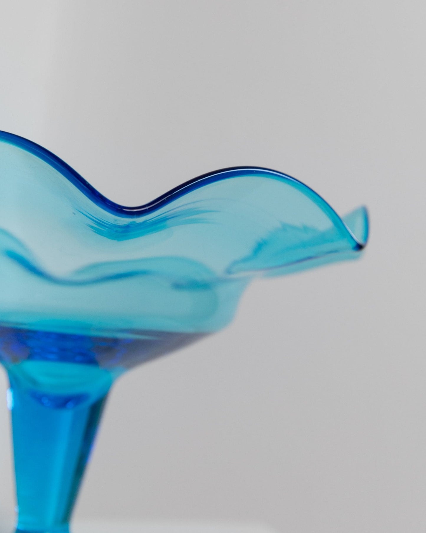 Vintage bowl Murano glass blue Italy 1980s Fenton dessert bowl with foot