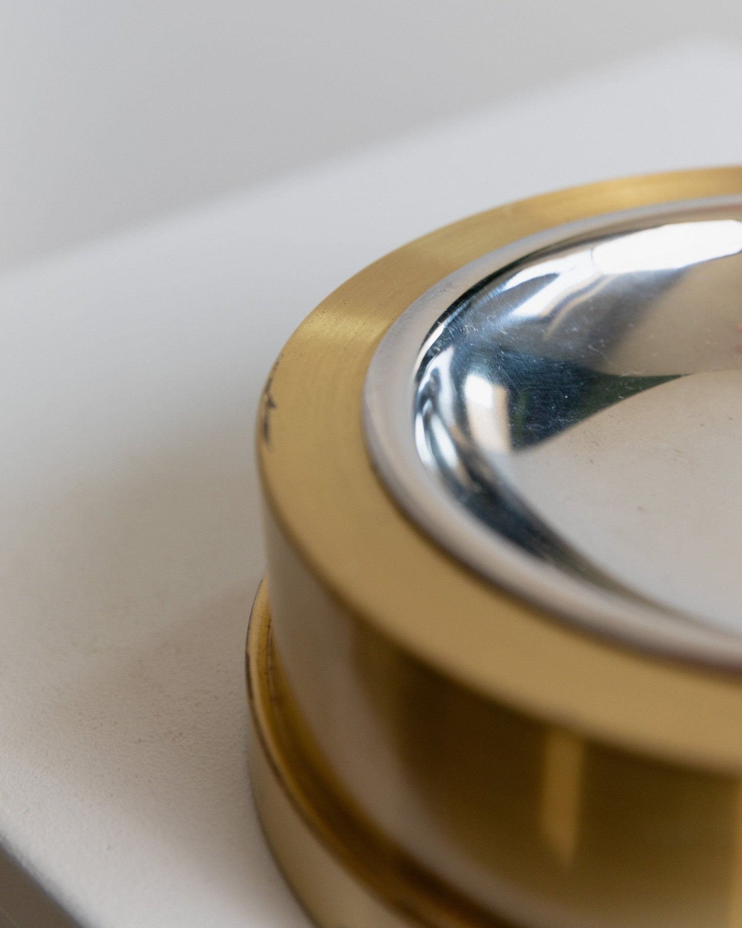 Vintage ashtray metal gold and silver Italy 1970s Hollywood Regency