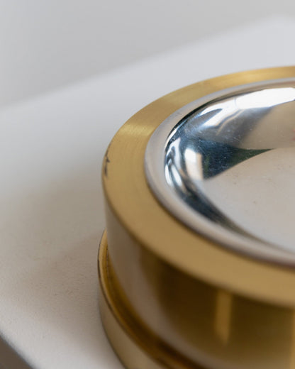 Vintage ashtray metal gold and silver Italy 1970s Hollywood Regency