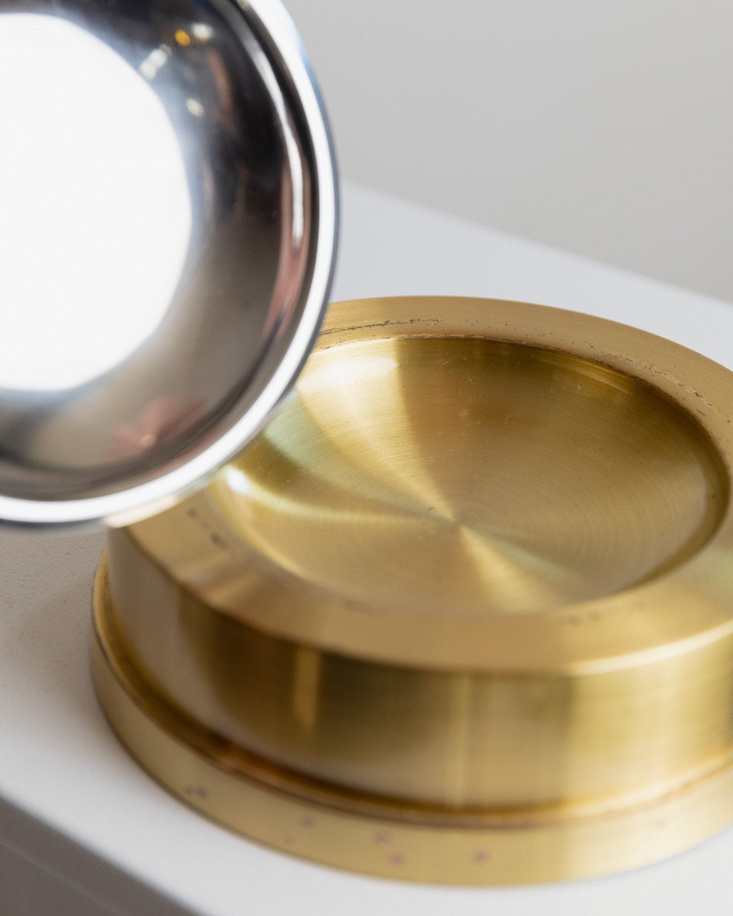 Vintage ashtray metal gold and silver Italy 1970s Hollywood Regency