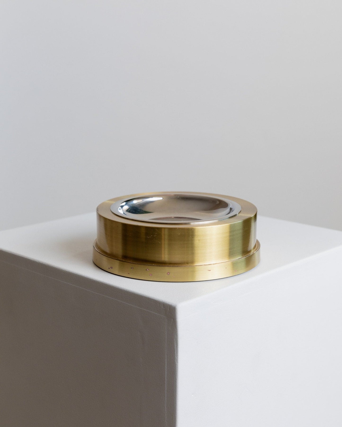 Vintage ashtray metal gold and silver Italy 1970s Hollywood Regency