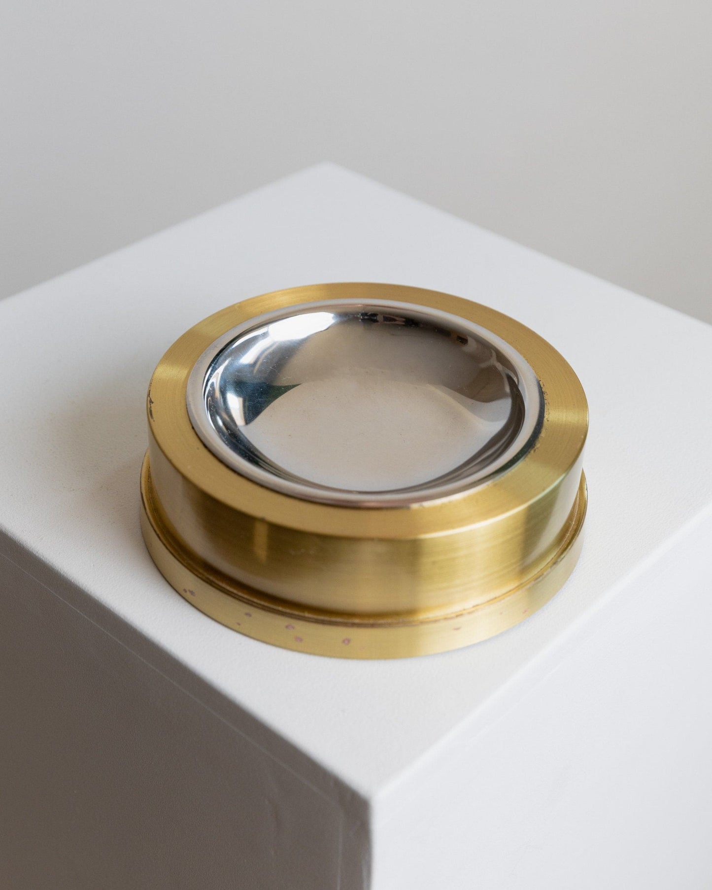 Vintage ashtray metal gold and silver Italy 1970s Hollywood Regency