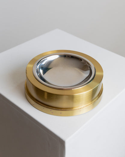 Vintage ashtray metal gold and silver Italy 1970s Hollywood Regency