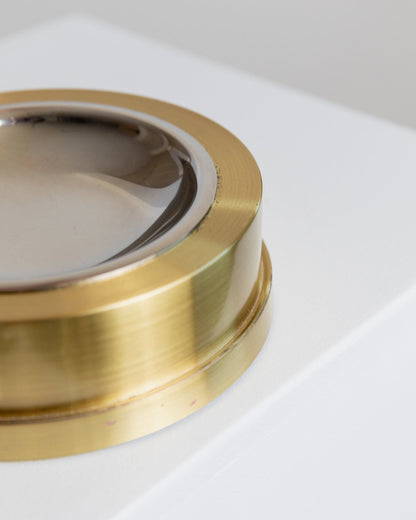 Vintage ashtray metal gold and silver Italy 1970s Hollywood Regency