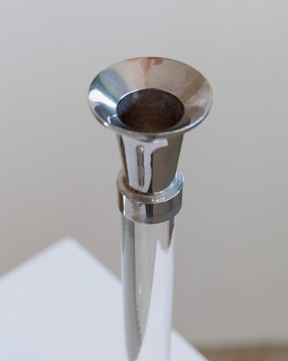 Vintage Kerzenhalter Acrylglas und verchromtes Metall klassisches Design Italien 1970er