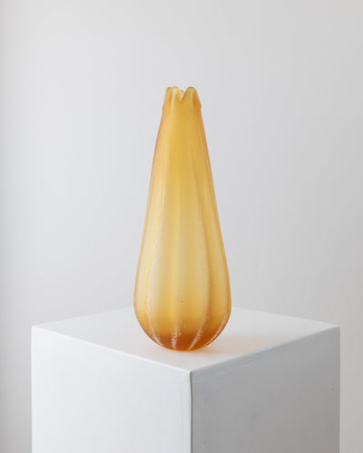Vintage Vase Murano Glass yellow orange organic shape Retro Decoration 1960s
