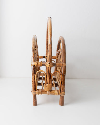 Porte-revues vintage en bambou design du milieu du siècle Italie années 1970 rétro