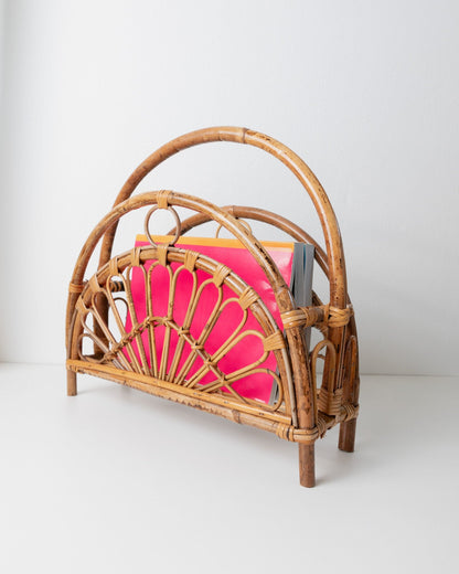 Porte-revues vintage en bambou design du milieu du siècle Italie années 1970 rétro