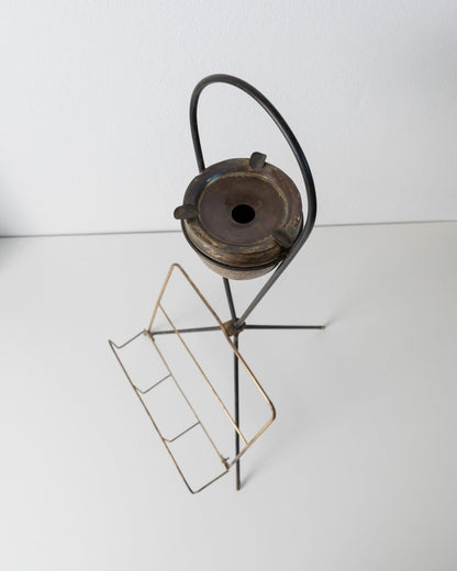 Porte-revues vintage en laiton et cendrier design du milieu du siècle années 1960 élégant